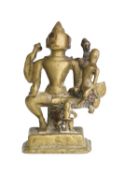 A BRONZE SHRINE DEPICTING LAKSHMINARAYANA, GUJARAT, WESTERN INDIA, 16TH CENTURY OR LATER