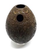 A CARVED COCONUT HUQQA BASE, INDO-PERSIAN, 19TH CENTURY