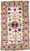 TWO FLOSS SILK EMBROIDERED MATS (GAUDLI), GUJARAT, WESTERN INDIA, EARLY 20TH CENTURY