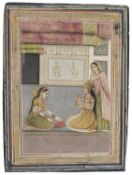 A MAIDEN WITH ATTENDANTS, MUGHAL, INDIA, CIRCA 1700