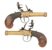 A PAIR OF 45 BORE CONTINENTAL FLINTLOCK POCKET PISTOLS, EARLY 19TH CENTURY