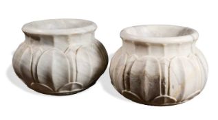 A PAIR OF MARBLE PLANTERS, INDIA, 20TH CENTURY