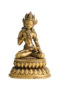 □ A TIBETAN GILT BRONZE FIGURE OF VAJRASATTVA