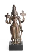A VIJAYANAGAR BRONZE FIGURE OF VISHNU, TAMIL NADU, SOUTH INDIA, 15TH/16TH CENTURY