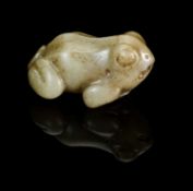 A CHINESE CELADON JADE FROG, LATE MING DYNASTY