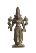 A SMALL BRONZE FIGURE OF VISHNU, SOUTH INDIA, 19TH CENTURY