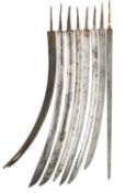 □ EIGHT DETACHED BLADES FOR SWORDS OF REGULATION TYPE, LATE 18TH/19TH CENTURIES