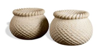 A PAIR OF MARBLE PLANTERS, INDIA, 20TH CENTURY