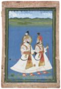 A MARWAR PORTRAIT OF A MAHARAJA AND A COURTIER, RAJASTHAN, INDIA, 19TH CENTURY