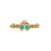 GOLD, TURQUOISE AND SEED PEARL BAR BROOCH, 1900s
