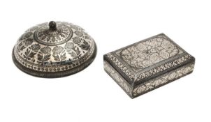 □ TWO BIDRI OBJECTS, DECCAN, SOUTHERN INDIA, 1800-1850