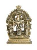 A BRASS VIRABHADRA SHRINE, WESTERN DECCAN, INDIA, 18TH/19TH CENTURY