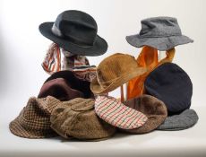 A SELECTION OF JOHN OSBORNE'S HATS AND SCARVES