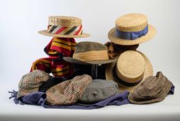 A GROUP OF JOHN OSBORNE'S HATS AND SCARVES