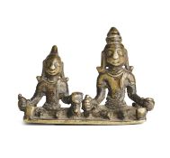 A SMALL SHRINE DEPICTING A DIVINE COUPLE, MAHARASHTRA, INDIA, 19TH CENTURY