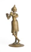 A BRONZE FIGURE OF KRISHNA PLAYING THE FLUTE, BENGAL, EASTERN INDIA, 19TH CENTURY
