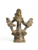 A GODDESS WITH HER TWO OFFSPRING, WESTERN DECCAN, INDIA, CIRCA 18TH CENTURY