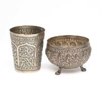 TWO KUTCH SILVER VESSELS, BHUJ, INDIA, CIRCA 1900