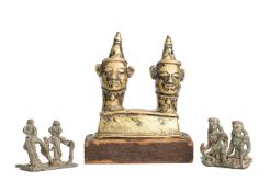 AN ALTARPIECE WITH TWIN HEADS, WESTERN DECCAN, INDIA, 19TH CENTURY