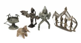 A MISCELLANEOUS GROUP OF INDIAN BRONZES, 19TH CENTURY