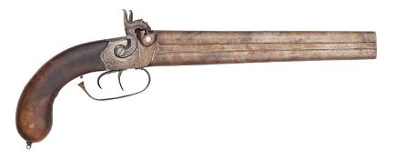 A 28 BORE OVER-AND-UNDER PERCUSSION PISTOL, CIRCA 1860