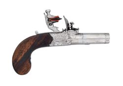A 40 BORE FLINTLOCK TURN-OFF BOX-LOCK POCKET PISTOL BY J. ROBINSON, BOOTLE,