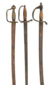 TWO BRITISH MILITARY HANGARS, LATE 18TH CENTURY AND A 1796 PATTERN INFANTRY SWORD