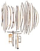 A CHINESE PELLET CROSSBOW, EARLY 20TH CENTURY, APPROXIMATELY TWENTY FIVE SELF BOWS,