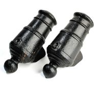 A PAIR OF DECORATIVE IRON SIGNAL MORTARS, 19TH CENTURY