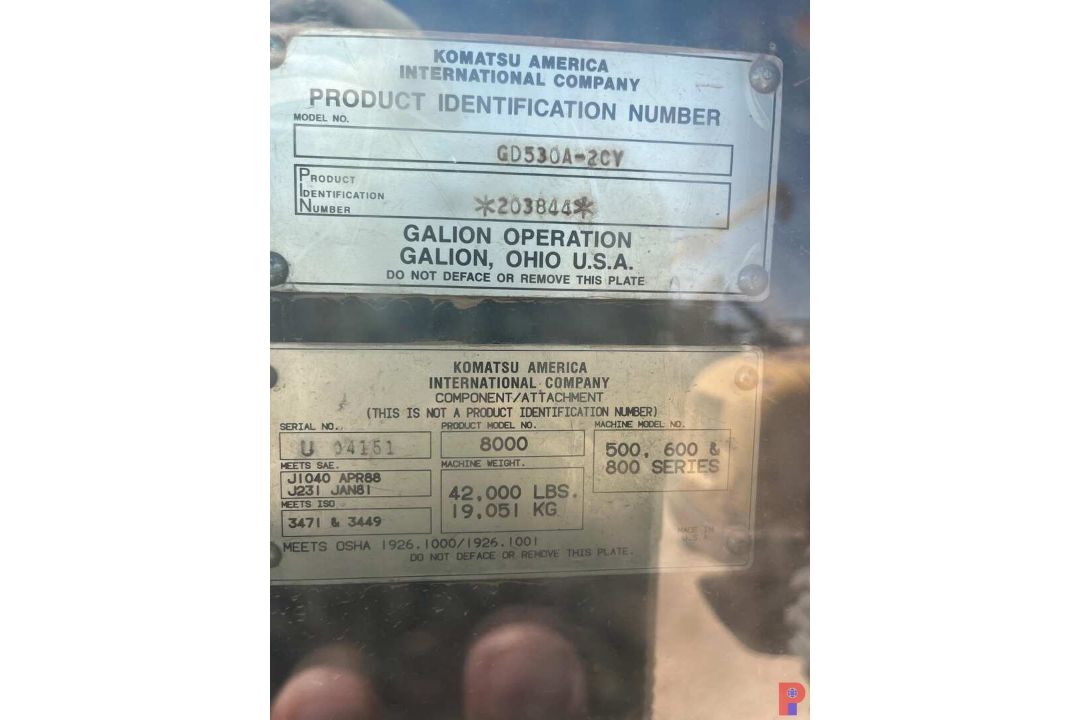 KOMATSU GD530A-2CY MOTOR GRADER 203844 - Image 7 of 8