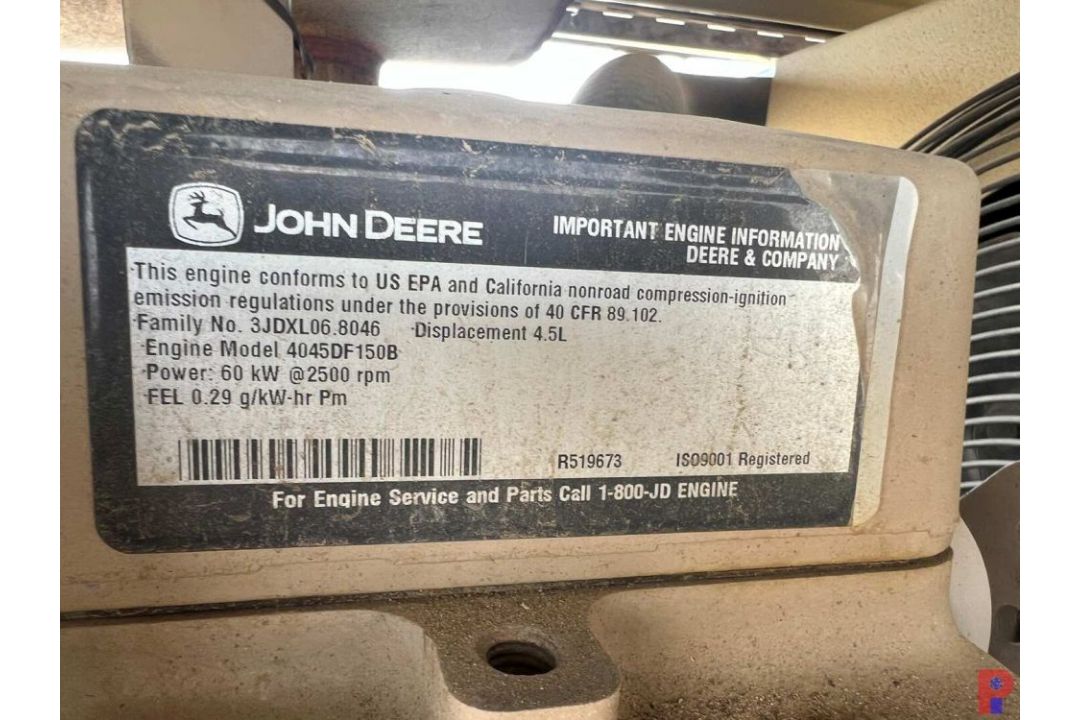 INGERSOL RAND 185 TRAILER MOUNTED S/A AIR COMPRESSOR METER READS 1530 HOURS, JOHN DEERE 4045DF - Image 6 of 12