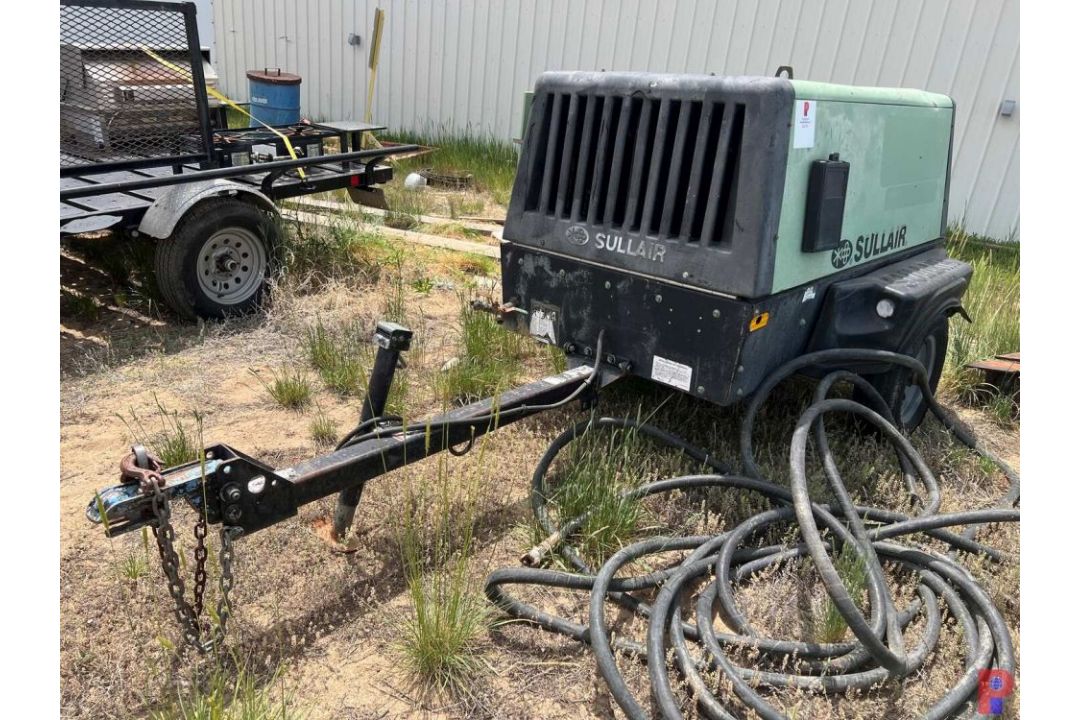 SULLAIR T/A COMPRESSOR METER READS 2168 HOURS, JOHN DEERE 2.4 LITER ENGINE ENGINE, SINGLE AXLE, ST - Image 1 of 10