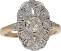 Art Déco-Ring Schöner Art Déco-Ring von ca. 1925, signiert C.Bucherer, in Gelbgold/Weissgold 18K mit