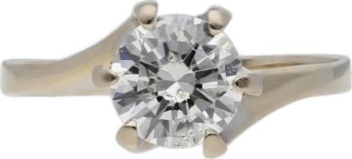 Solitär-Ring Eleganter Solitär-Ring in Weissgold 14K mit einem Brillant von ca. 1,3 ct (H/P1) in
