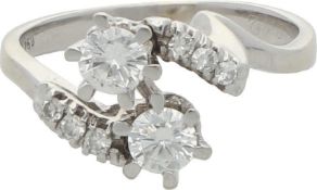 Diamant-Ring Schöner "Toi et Moi" Ring in Weissgold 18K mit 2 Brillanten von zus. ca. 0,5 ct (F-G/