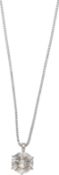 Brillant-Collier An zarter Venezianerkette in Platin 950 ein Solitär-Anhänger in Platin 950 mit
