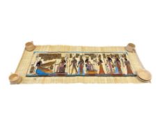 INCREDIBLE ORIGINAL EGYPTIAN PAPYRUS ART OF QUEEN NEFERTARI SIGNED BY ARTIST