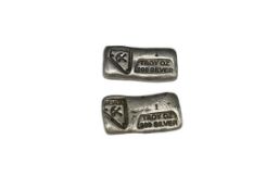 TWO .99 9 FINE SILVER NEVADA SILVER INGOTS