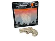 .999 FINE SILVER HAND POURED FIGURAL DERRINGER PISTOL BY BISON BULLION