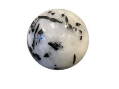 RARE BLACK TOURMALINE IN QUARTZ SPHERE FROM BRAZIL