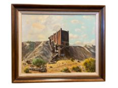 OIL ON CANVAS PAINTING OF NEVADA MINE BY CAL COVELL