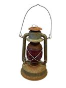 ANTIQUE EMBURY NO. 350 LITTLE SUPREME LANTERN WITH DIETZ RED GLASS GLOBE