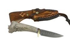 KEN RICHARDSON NAVAJO ANTLER HANDLED FIXED BLADE KNIFE