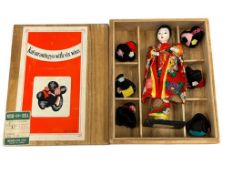 VINTAGE JAPANESE KATSURANINGYO DOLL & WIG SET IN ORIGINAL BOX BY NISHI & CO.