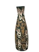 UNUSUAL CLAY POTTERY VASE FEATURING TRIBAL DESIGN POSSIBLY OF AFRICAN ORIGIN