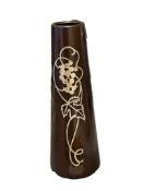 ARTS & CRAFTS ERA COPPER VASE WITH STERLING SILVER OVERLAY DESIGN OF GRAPE AND LEAF PATTERN