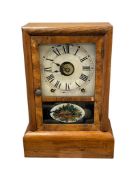 ANTIQUE SETH THOMAS EIGHT DAY SPRING KITCHEN CLOCK IN WOODEN CASE