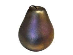 ZELLIQUE STUDIO ART GLASS AURENE IRIDESCENT PEAR PAPERWEIGHT