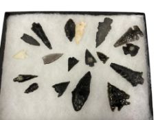 NATIVE AMERICAN KNAPPED ARROWHEADS FEATURING MOSTLY OBSIDIAN COMPOSITION