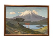 STUNNING PAINTING BY RENOWN NEVADA ARTIST GEORGE CARTER OF MOUNT FUJI IN JAPAN